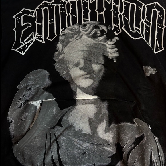 Mixed Emotion Statue Graphic Hoodie Black Streetwear NWT Size M - Picture 4 of 5